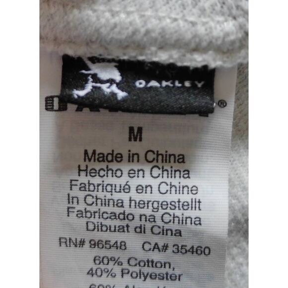 Y2k Oakley Hoodie Sweatshirt M Full Zip Gray Blue Block Letters Red Drawstring - Picture 16 of 16